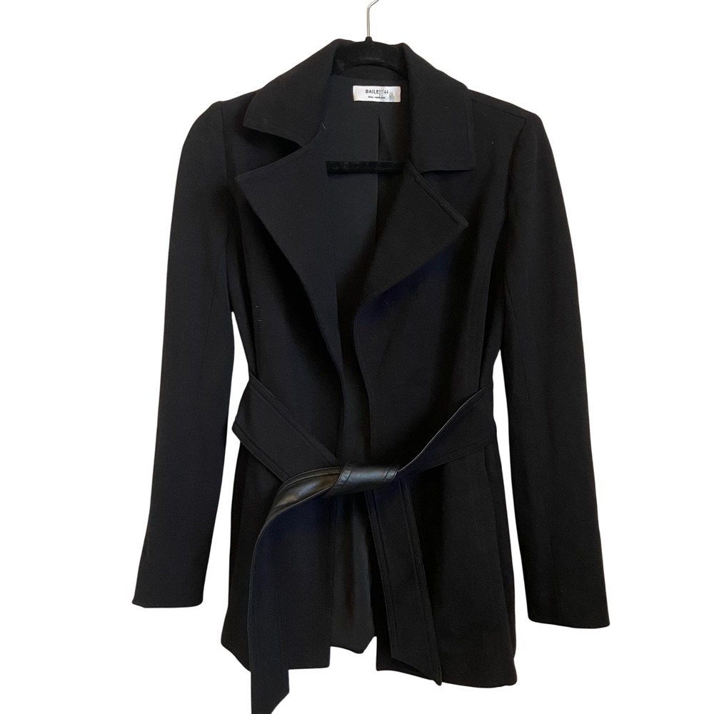 BAILEY 44 Black Belted Jacket Small Made in USA Career Work Cocktail